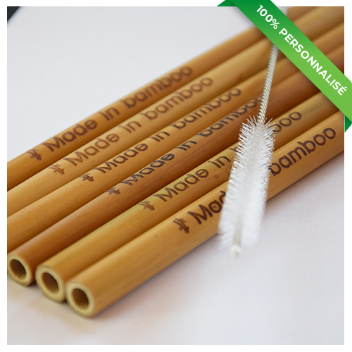 6 pailles en bambou personnalisées