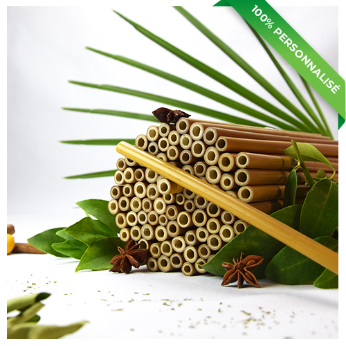 100 pailles en bambou personnalisées