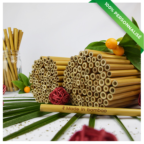 250 pailles en bambou personnalisées